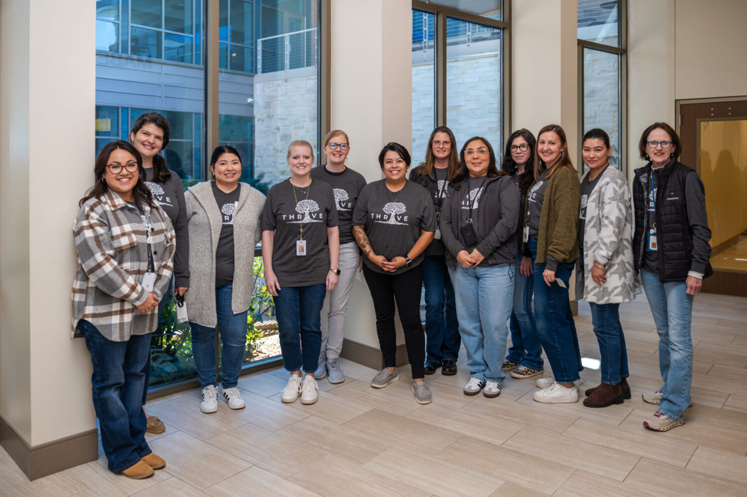Social workers team portrait in lobby